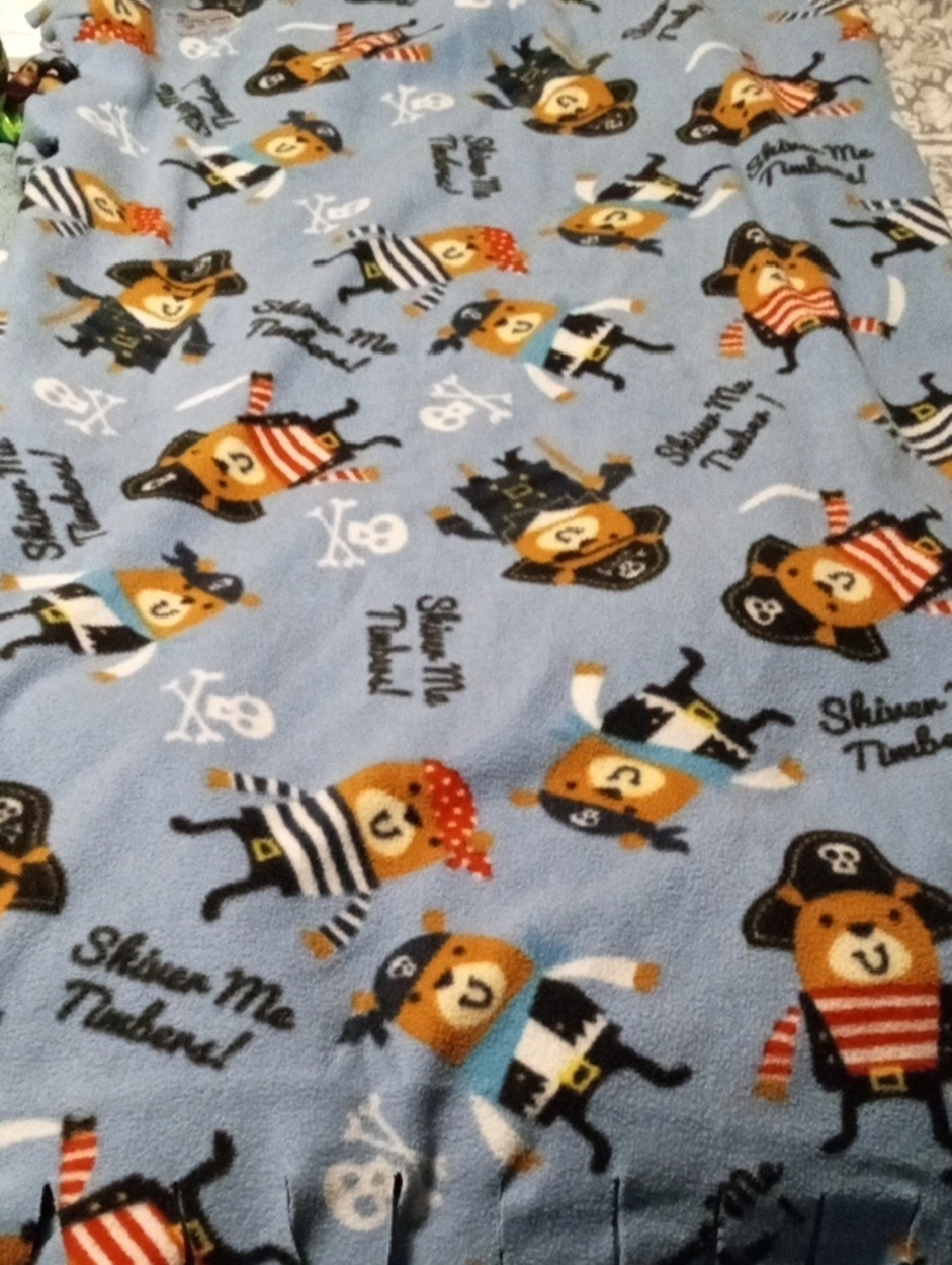 Source Unknown Light Blue Pirate Bear Fleece Throw